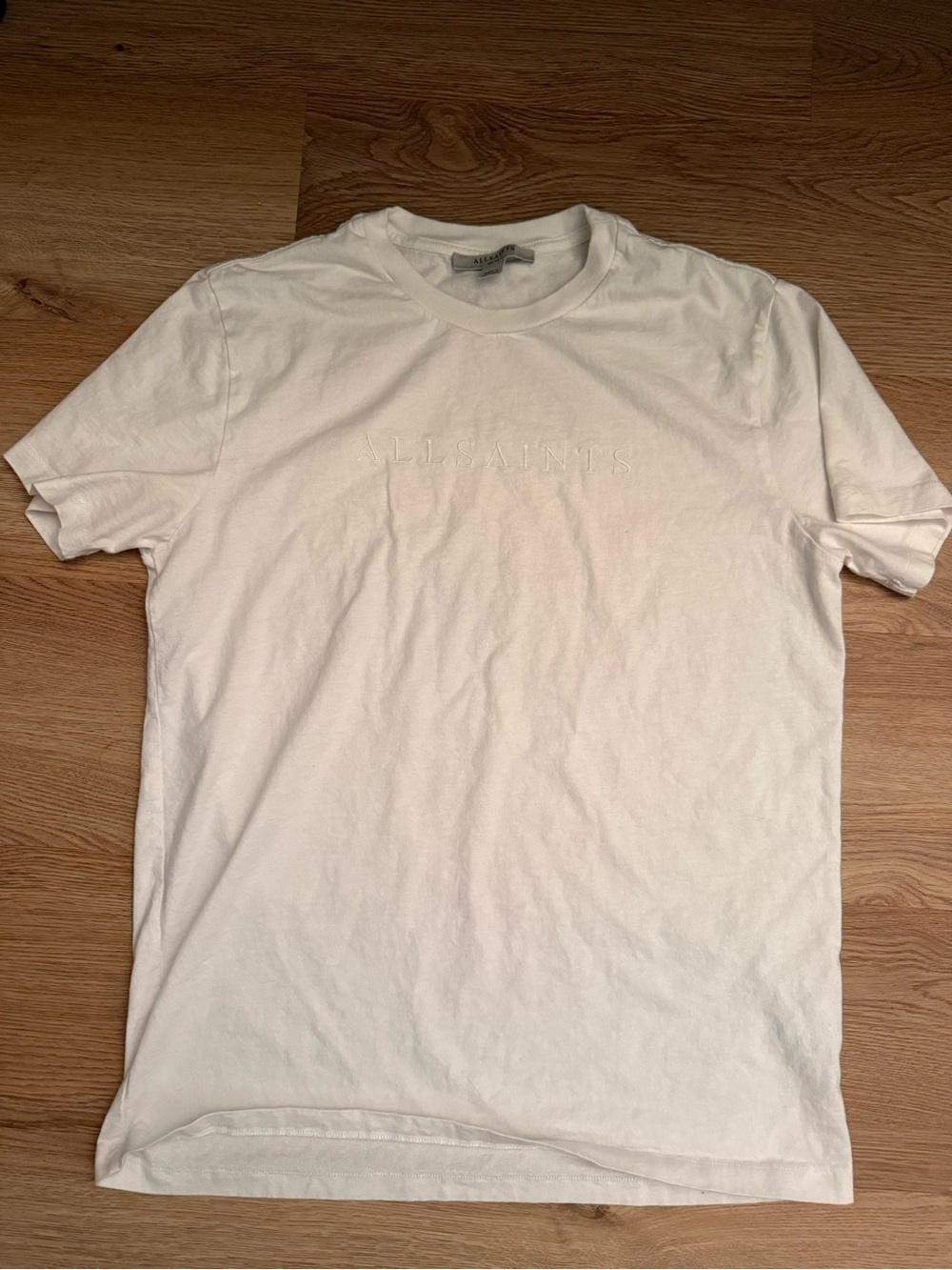 All Saints Men's Classic White Embossed Logo T-Shirt - S